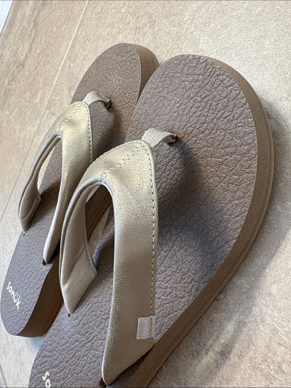 NEW Sanuk Women's champagne Yoga Mat flip flops - Picture 5 of 6